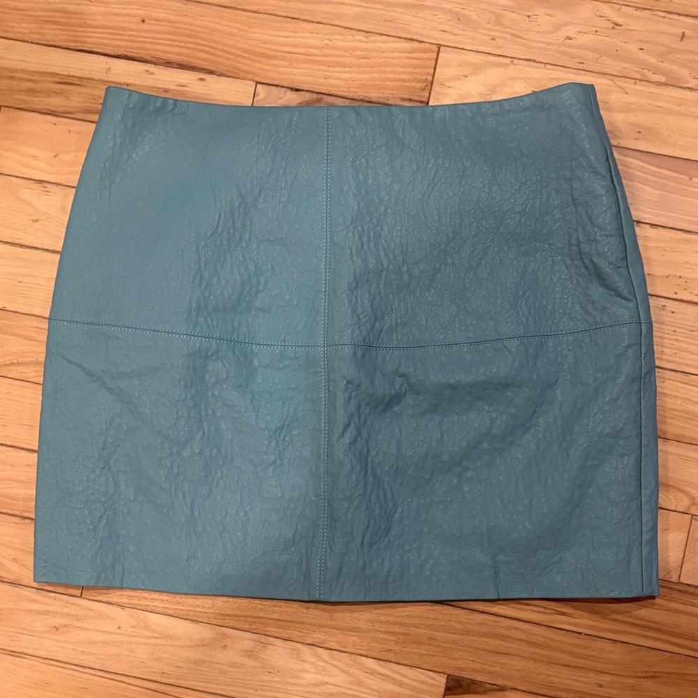 Asos Classic Teal Leather Mini Skirt